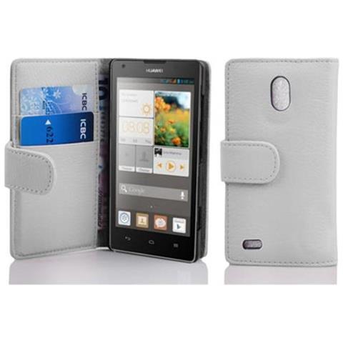 Custodia Compatibile Con Huawei Ascend G700 In Magnesio Bianco - Coperchio Protettivo In Ecopelle Testurizzata E Tasca Per Carte Di Credito - Foto 1