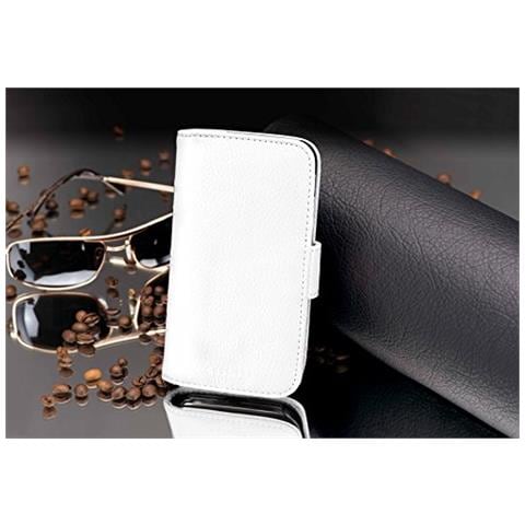 Custodia Compatibile Con Huawei Ascend G700 In Magnesio Bianco - Coperchio Protettivo In Ecopelle Testurizzata E Tasca Per Carte Di Credito - Foto 4