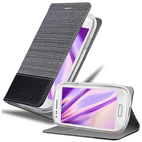 Custodia Compatibile Con Samsung Galaxy S3 Mini In Grigio Nero - Coperchio Protettiva Con Chiusura Magnetica, Funzione Stand E Tasca Per Le Carte - Foto 1