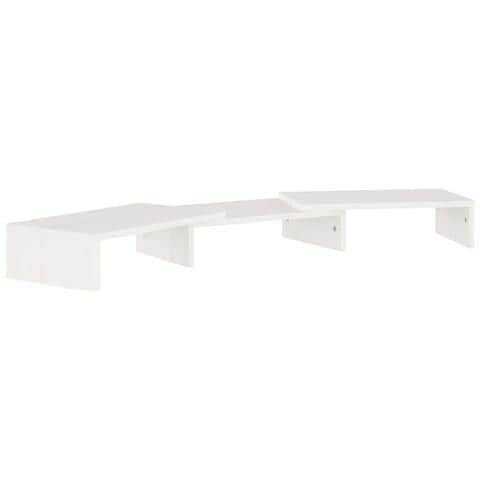 Supporto Per Monitor Bianco 80x24x10,5cm Legno Massello Di Pino - Foto 2