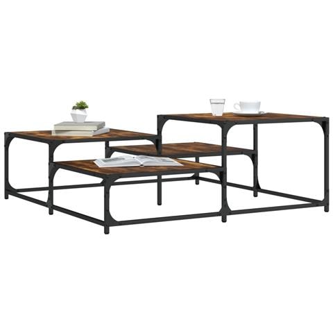 Tavolino Da Salotto Rovere Fumo 107x107x40 Cm Legno Multistrato - Foto 1