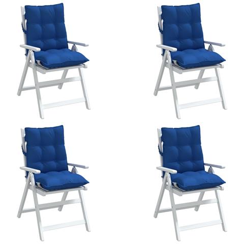 Cuscini Sedia Con Schienale Basso 4 Pz Blu Reale Tessuto Oxford - Foto 3