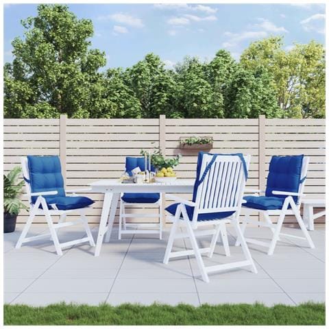 Cuscini Sedia Con Schienale Basso 4 Pz Blu Reale Tessuto Oxford - Foto 1