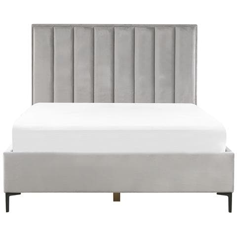 Letto Matrimoniale Con Contenitore 160 X 200 Cm In Velluto Grigio Sezanne - Foto 2
