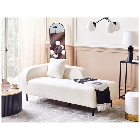 Chaise Longue Versione Sinistra Le Crau Bouclé Bianco - Foto 1