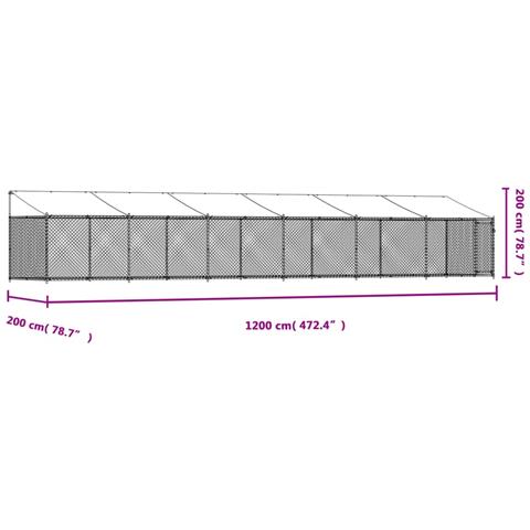 Gabbia Cani Con Tetto E Porta Grigia 12x2x2 M Acciaio Zincato - Foto 8