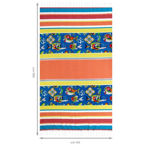 Telo Mare Fouta Per Spiaggia Fantasia Rigata Multicolore Leopard Pesci Fouta Costa Rica Pesci - Foto 5