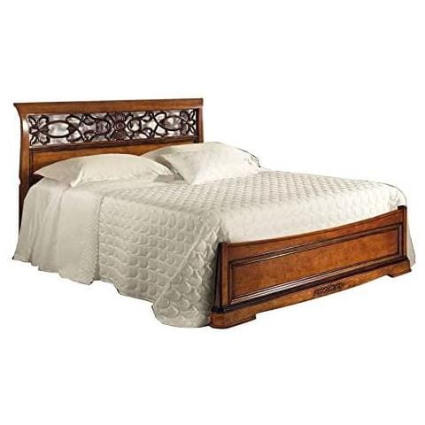 Letto Matrimoniale In Legno Arte Povera Tinta Noce 176x210x110 - Foto 1