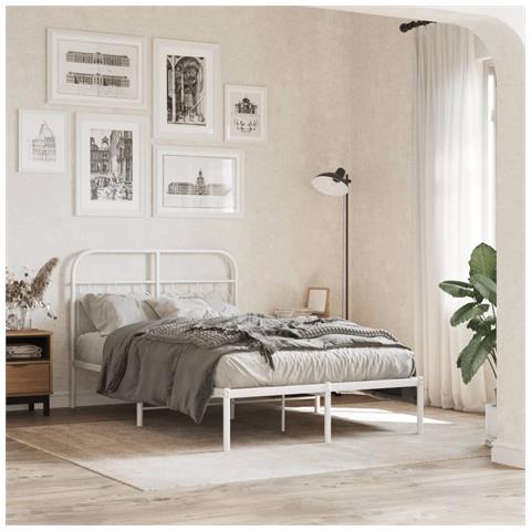 Giroletto Con Testiera Metallo Bianco 120x190 Cm - Foto 2