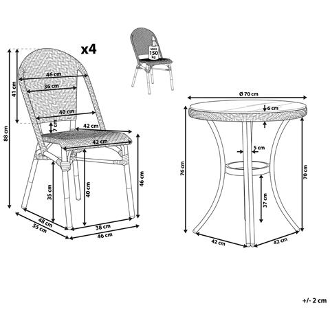Set Da Giardino 4 Posti Bianco E Blu Rifreddo - Foto 5