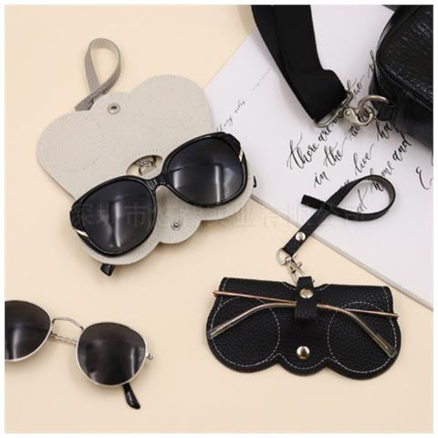 Custodia Porta Occhiali Portatile In Pelle Per Occhiali Da Sole Con Cinturino Black - Foto 2