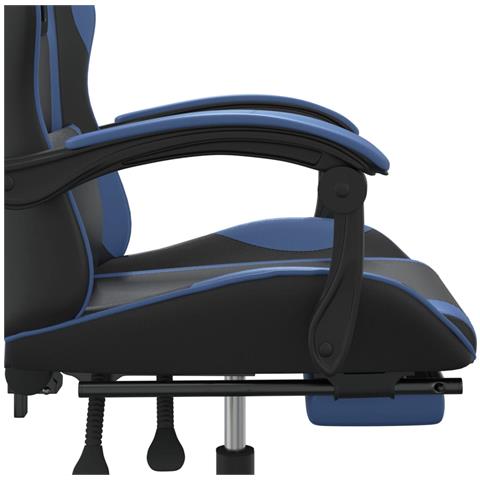 Sedia da Gaming Girevole con Poggiapiedi Nero e Blu Similpelle - Foto 2