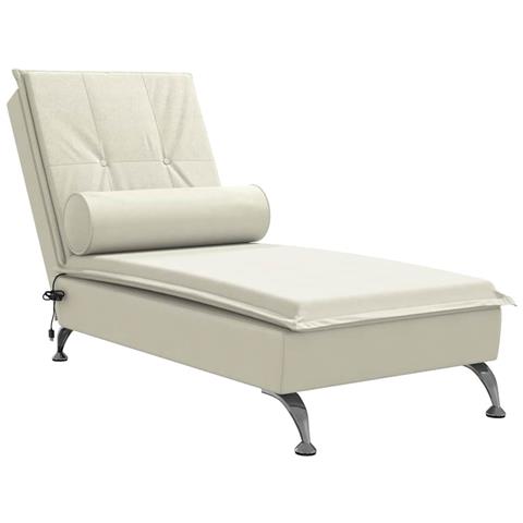 Chaise Longue Massaggi Con Cuscino A Rullo Crema In Velluto - Foto 2