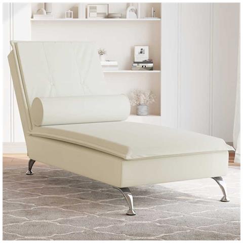 Chaise Longue Massaggi Con Cuscino A Rullo Crema In Velluto - Foto 1