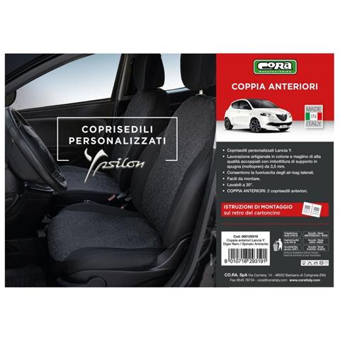 Coprisedili Anteriori Personalizzati Lancia Ypsilon 11>24 5 Posti Tess. Misto Cotone Nero/antracite - Foto 3