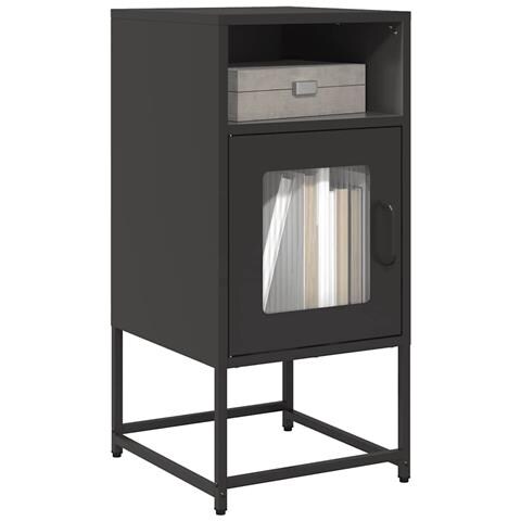 Comodino Nero 36x39x78 Cm In Acciaio Laminato A Freddo - Foto 1