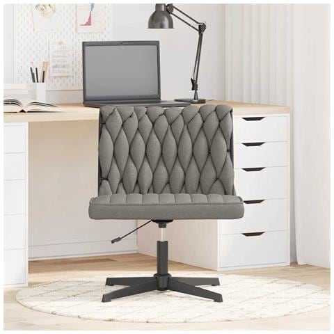 Sedia Da Ufficio Girevole Grigio Chiaro In Tessuto - Foto 3