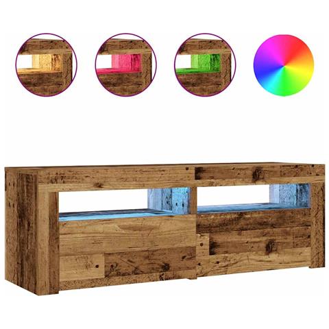 Comodini 2 Pz Con Luci Led Legno Antico 60x35x40 Cm - Foto 2