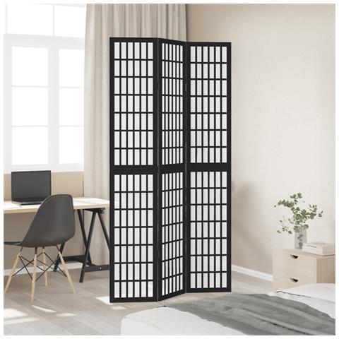 Divisorio Ambienti 3 Pannelli Nero Legno Massello Di Paulownia - Foto 3