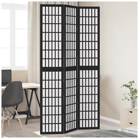 Divisorio Ambienti 3 Pannelli Nero Legno Massello Di Paulownia - Foto 1