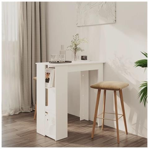 Tavolino Da Bar Con Ripiani Bianco 102x50x103,5cm In Truciolato - Foto 8