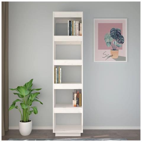 Libreria /divisorio Bianco 40x35x167cm In Legno Massello Di Pino - Foto 2