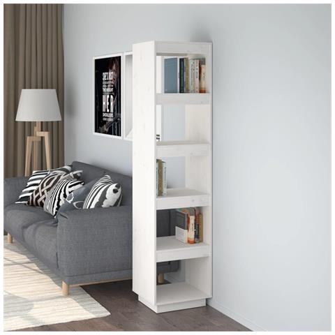 Libreria /divisorio Bianco 40x35x167cm In Legno Massello Di Pino - Foto 8