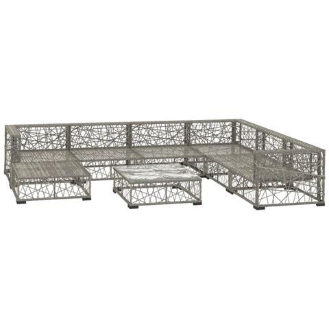 Lusso Casadino -  Set Divani Da Giardino 8 Pz Con Cuscini In Polyrattan Grigio - Foto 2