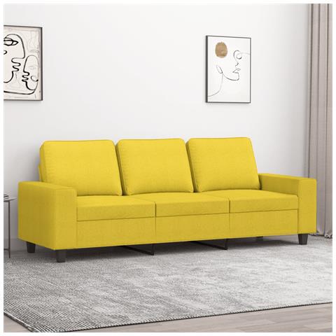 Divano A 3 Posti Giallo Chiaro 180 Cm In Tessuto - Foto 8