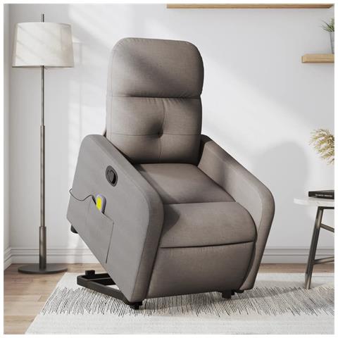 Poltrona Alzapersona Massaggiante Reclinabile Tortora Tessuto - Foto 2