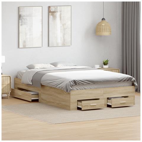 Struttura letto rovere Sonoma 140x200 cm legno ingegnerizzato - Foto 2