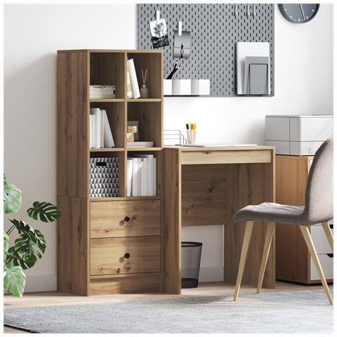 Scrivania con spazio di archiviazione Rovere artigianale Legno ingegnerizzato - Foto 2