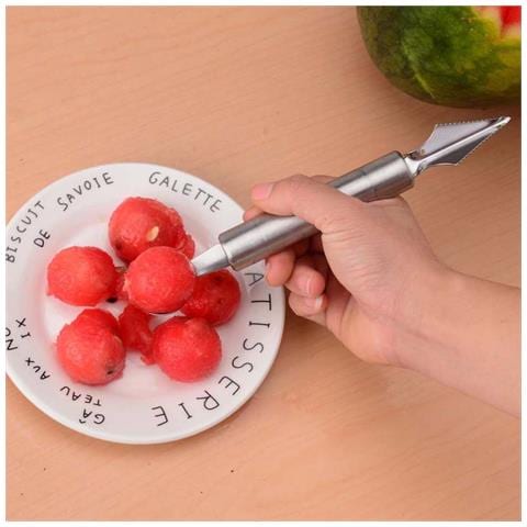 Cucchiaio Per Frutta Intagliata In Acciaio Inossidabile Con Doppia Testa, Compatibile Con Utensili Da Cucina Per Taglio E Scavo Di Anguria E Altri Frutti - Foto 4
