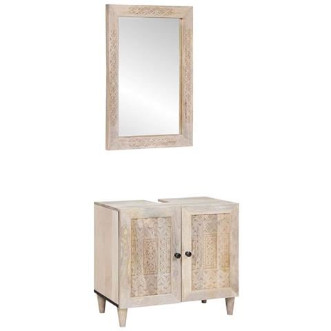 Set di mobili per il bagno 2 pcs Bianco 62 x 33 x 58 cm - Foto 1