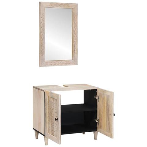 Set di mobili per il bagno 2 pcs Bianco 62 x 33 x 58 cm - Foto 2