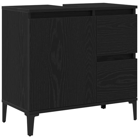 Mobile per Lavabo Nero Rovere 65x33x60 cm in Legno Compresso - Foto 1