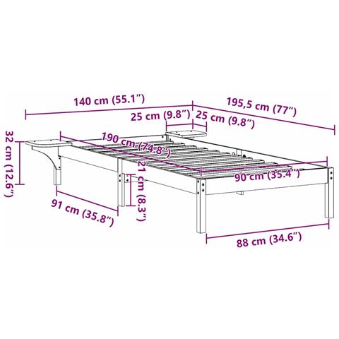 Rete letto con comodini Marrone Marrone - Foto 9