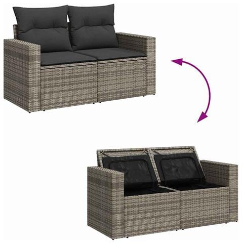 Set Divano da Giardino 14 pcs Grigio 110 x 55 x 71 cm - Foto 9