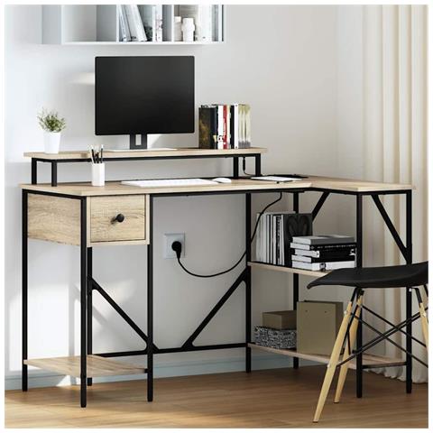 Scrivania rovere sonoma 120 x 79 x 86.5 cm Legno multistrato - Foto 2