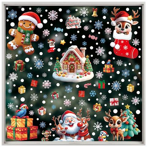 Adesivi Natalizi Per Finestre - 6 Design, Decalcomanie Statiche Per Decorazioni Festività - Foto 1