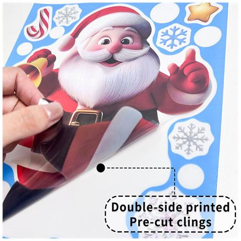 Adesivi Natalizi Per Finestre - 6 Design, Decalcomanie Statiche Per Decorazioni Festività - Foto 2