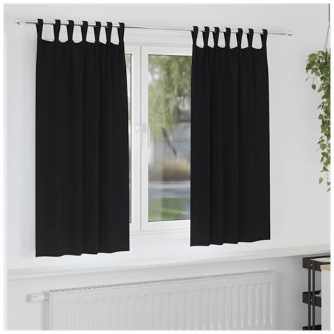Tende con tende 2 pcs Nero 175x140cm Poliestere - Foto 2
