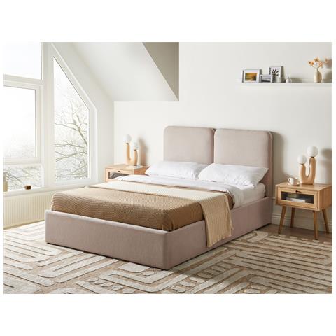 Letto Contenitore Tessuto Arbois 140 X 200 Cm Beige - Foto 1