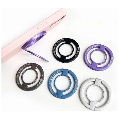 Supporto Anello Magnetico Per Telefono, Rotazione A 360°, Impugnatura In Metallo, Compatibile Con Magsafe Silver - Foto 2