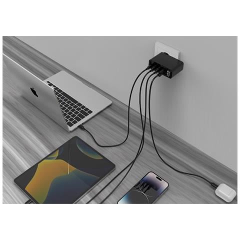 TA-UC-PDQC100LCD-01-BK Caricabatterie per dispositivi mobili Computer portatile, Smartphone Nero AC Ricarica rapida Interno - Foto 2