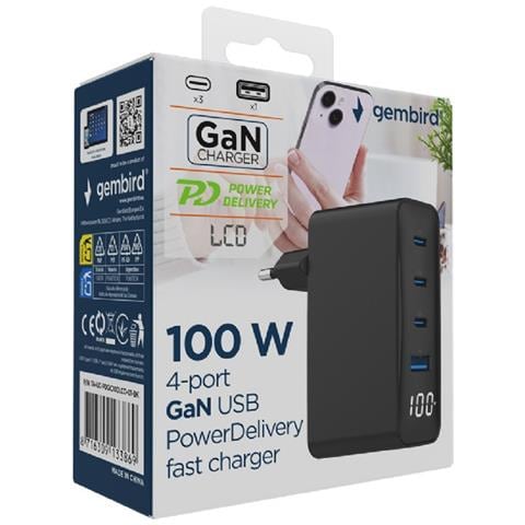 TA-UC-PDQC100LCD-01-BK Caricabatterie per dispositivi mobili Computer portatile, Smartphone Nero AC Ricarica rapida Interno - Foto 7