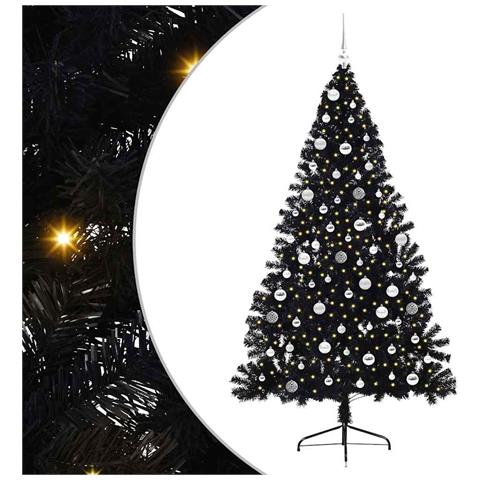 Albero di Natale artificiale con luci integrate Nero 210 cm PVC - Foto 1