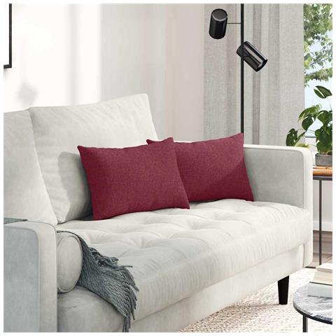 Cuscini da Divano 2 pcs Rosso Vino 50 x 30 cm Tessuto - Foto 2