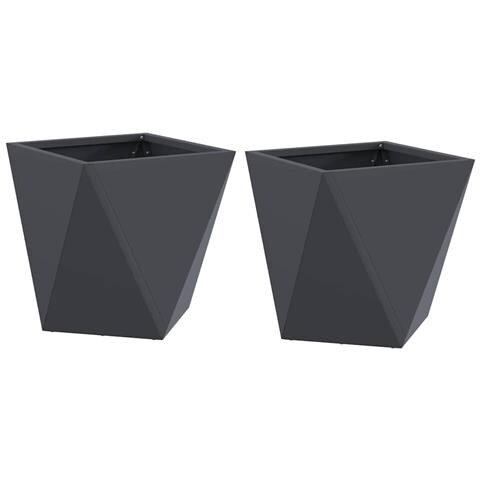 Fioriera 2 pcs Antracite 30 x 30 x 30 cm Acciaio - Foto 1