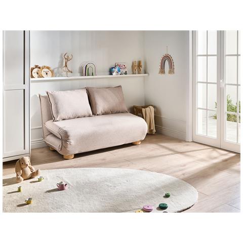 Divano Letto 2 Posti Abisko Lino Sintetico Beige - Foto 1